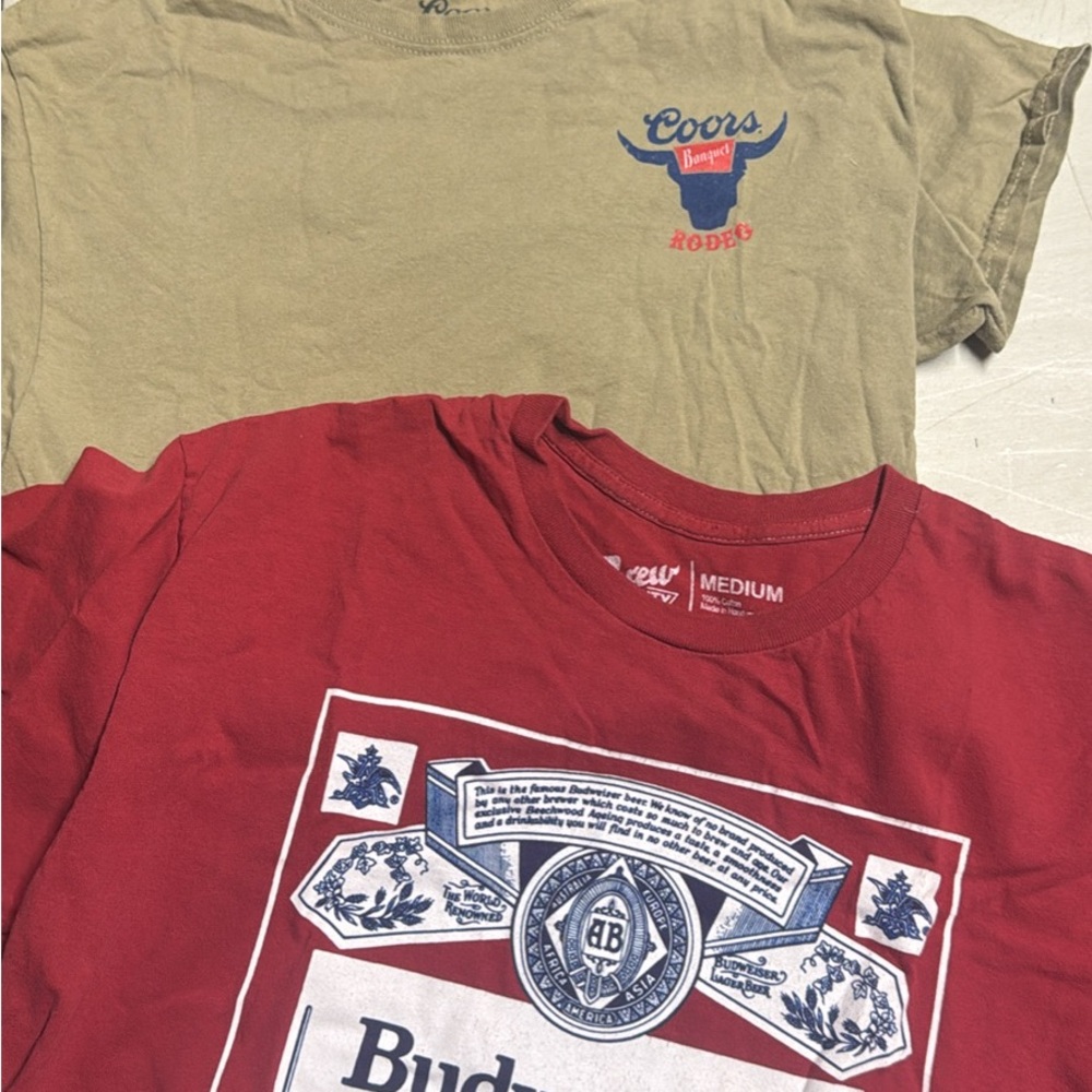 Coors Rodeo Tan Tee & Red Budweiser Graphic Tee - Set